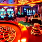 Experience the thrill of i9bet through an engaging casino scene with players, chips, and roulette.
